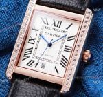 Swiss Quality Copy Cartier Tank Solo Citizen watch Rose Gold set with diamonds